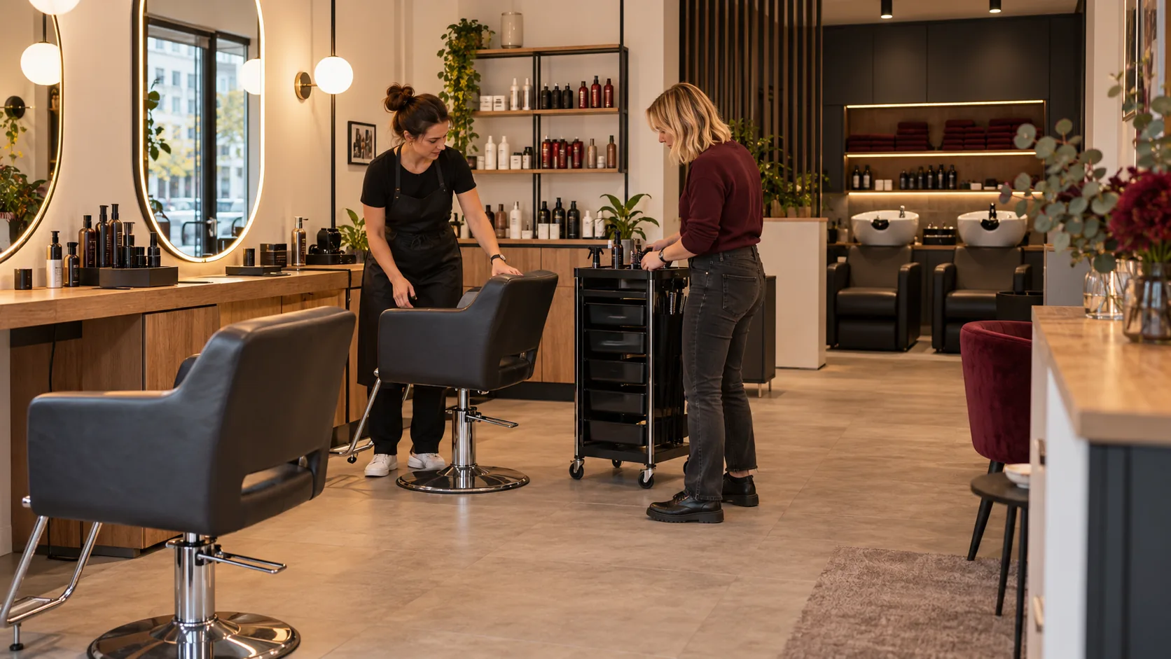 Ergonomiczne stanowiska w małym salonie fryzjerskim